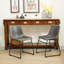 Ensemble de 2 chaises de salle à manger en similicuir Lotusville, gris antique-518726064