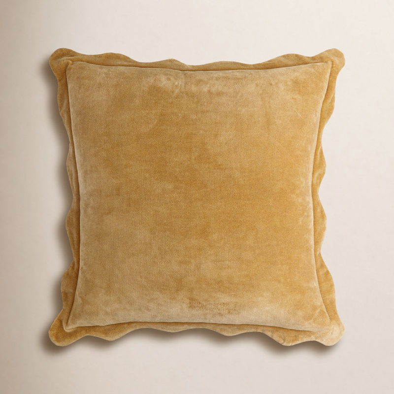 Collier Scalloped Edges Throw Pillow, 20"H x 20"W, Pillow Cover Only - No Insert, Yellow