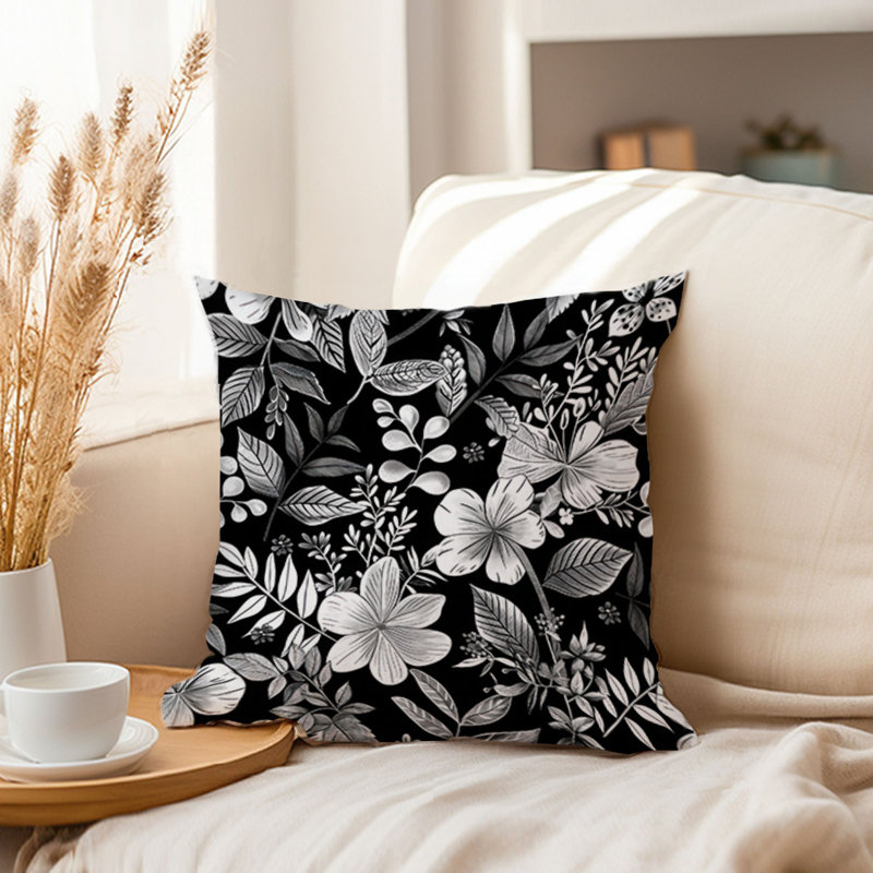 Floral Botanical Pattern Black & White III, 20"H x 20"W