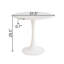Table de salle à manger 31,5 "circulaire blanche, table de salle à manger, table de salle à manger pour 2 à 4 personnes, plateau et base en panneau de fibres à densité moyenne et 2 chaises de salle à manger en métal argenté-114794975