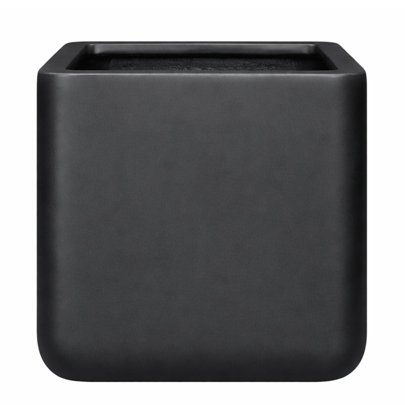 Pot à fleurs Kute Nest intérieur / extérieur H18 "Cubo Fiberstone - noir tricorne - ouverture de pot 15", Noir