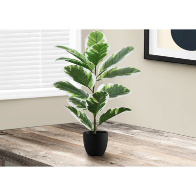 27 po de hauteur, verdure artificielle avec feuilles en pot noir pour pot de décoration, rehaussant le décor intérieur