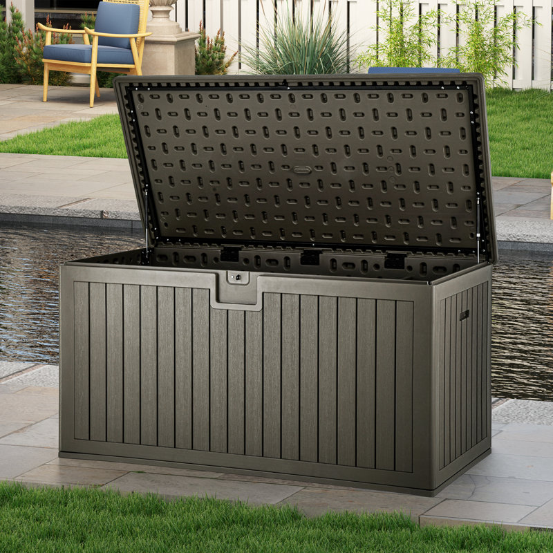 Balconera 230 Gallons Water Resistant Deck Box With Flexible Divide, Gray