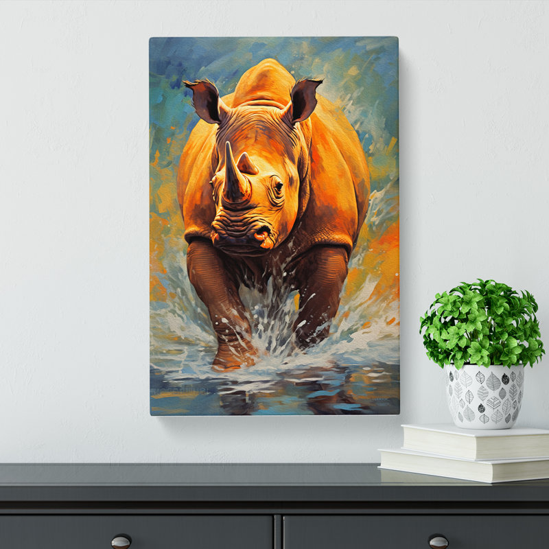 Rhino Expressionism - Print, 76cm H x 50cm W x 3cm D