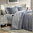 Cozy 7-piece Full Bedding Sets, Polyester Grey Stripes, Perfect For Dorms