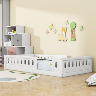 Wood Twin Bed With Guardrails