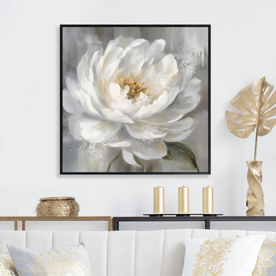 White Grey Peonies Artistry - Peonies Canvas Art