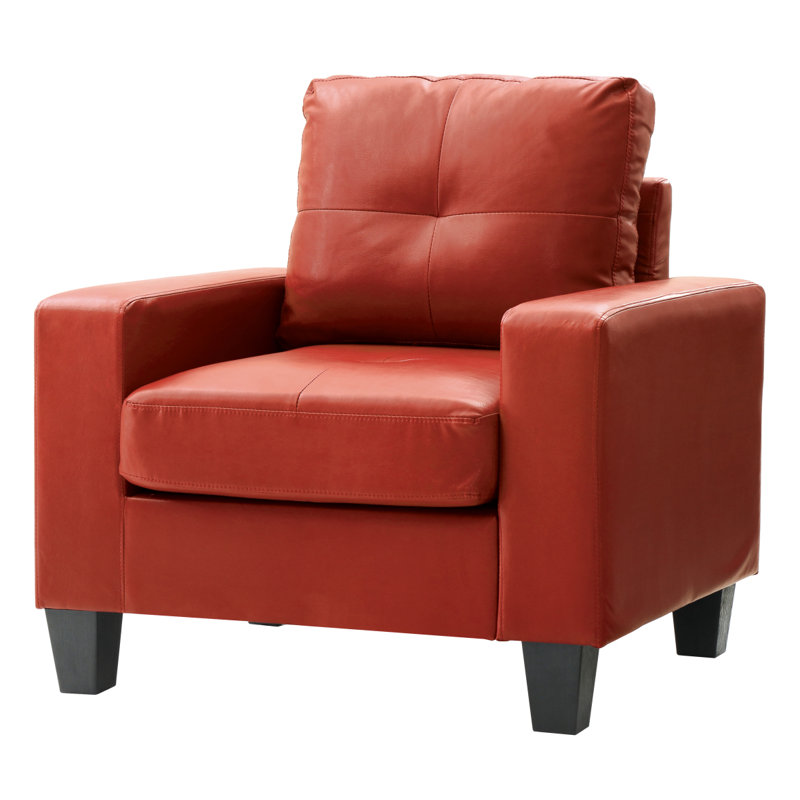 Vegas W Polyester Armchair, Modern Club Chair, Red Faux Leather