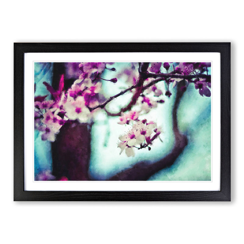Pink Cherry Blossom Flowers Vol.10 - Framed Print, Black Framed, 27cm H x 36cm W x 2cm D