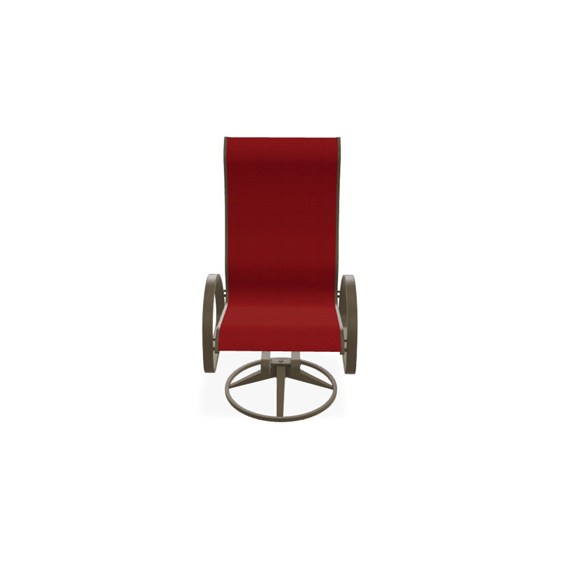 Fauteuil de patio pivotant Hiraku, Bois de plage texturé, Rouge 1D Sunbrella®