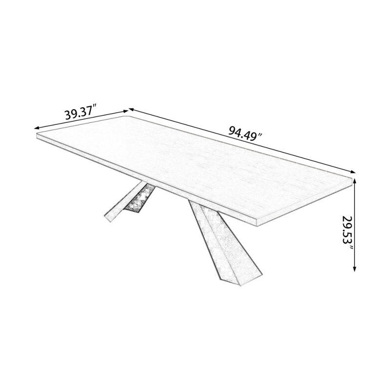 Brown+Black Rectangular Solid Wood+Iron desks, 29.53" H x 94.49" W x 39.37" D