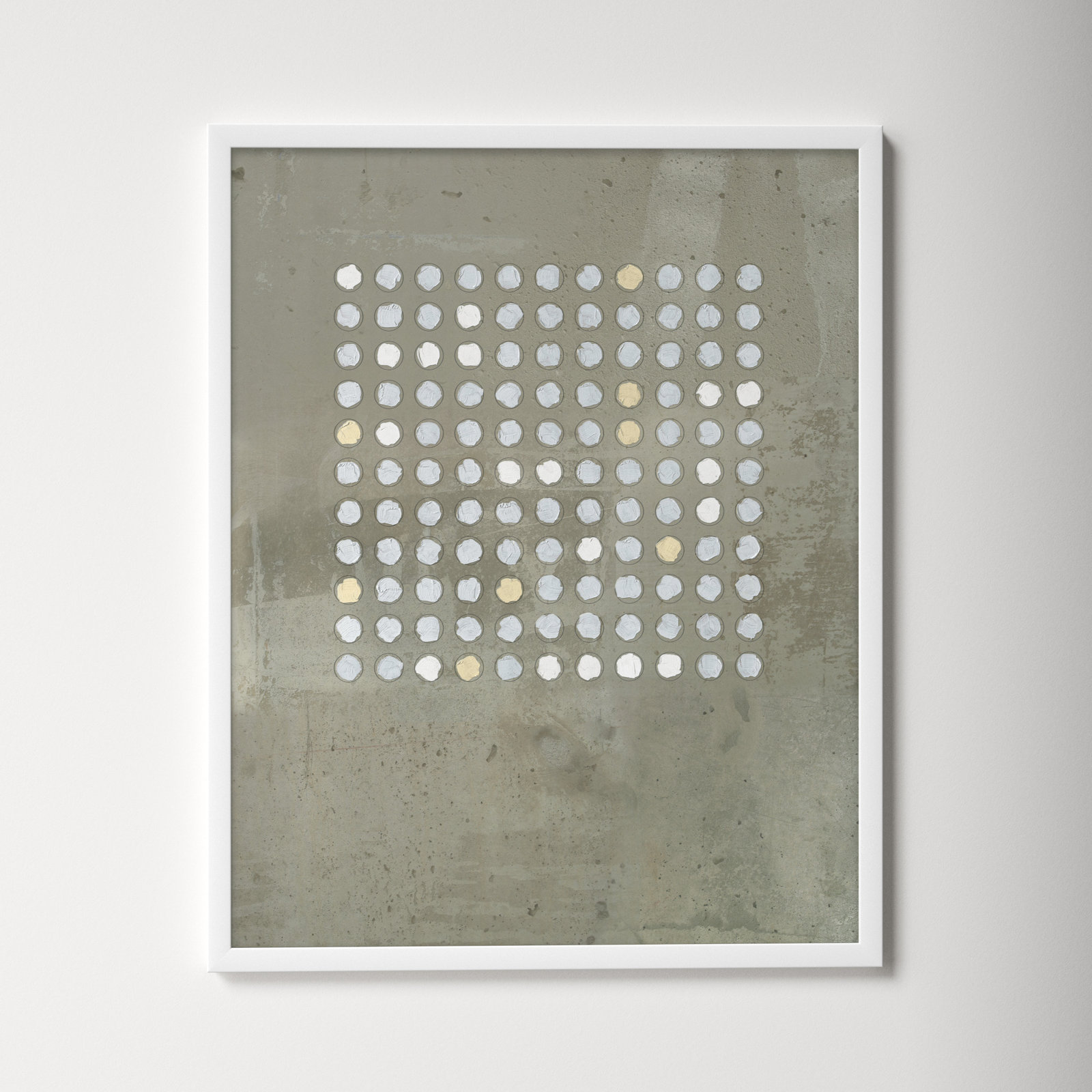 Circles In Squares 2 by Jacques Pilon, 38" H x 30" W x 1.25" D, White