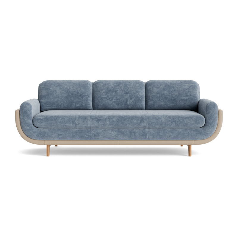 Regatta 90 Sofa, Vintage Chenille-Smoky Blue/GreenwichLeather-Taupe, Natural