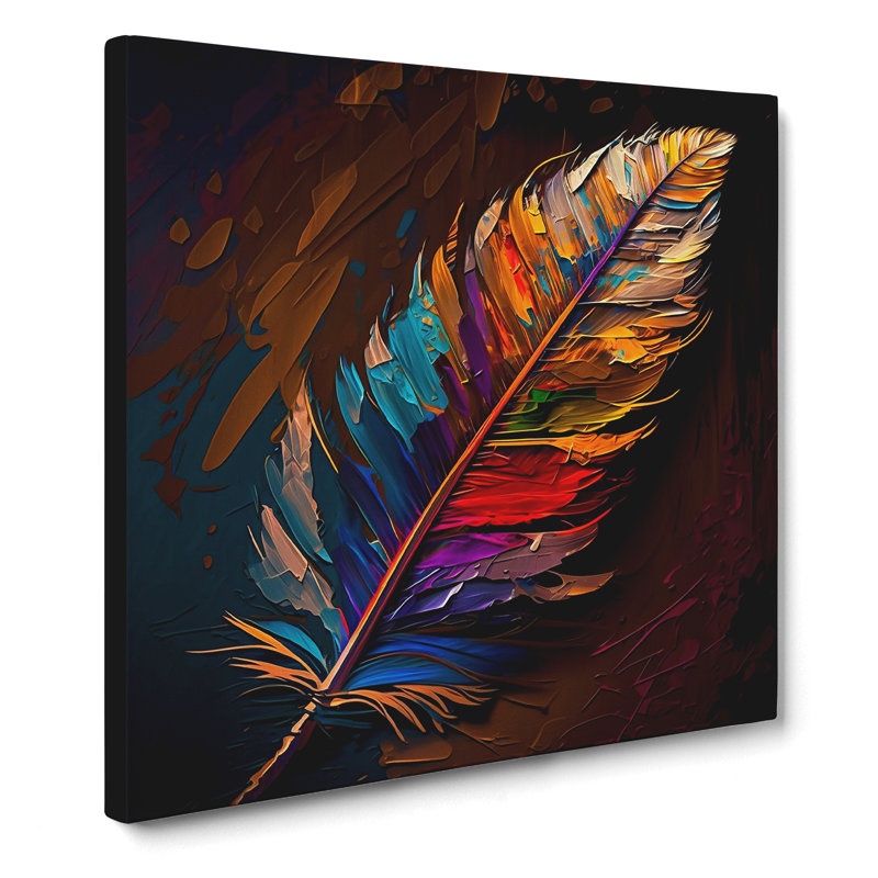 Feather Palette Knife Painting No.1 - Wrapped Canvas, 35cmH x 35cmW