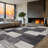 Machine Washable Geometric Area Rug - Ultra Soft Faux Cashmere with Non-Slip Backing, Modern Color Block Design in Black/White-1726317012-1726317013
