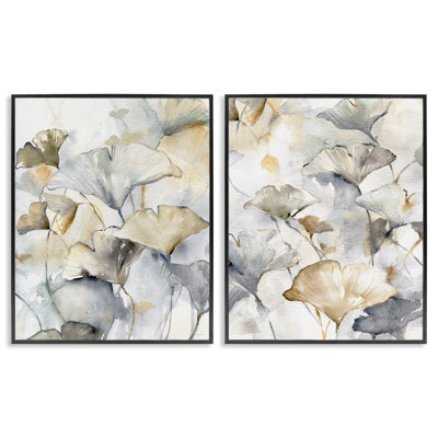  Gingko Leaves in Layers 2 PC Giclee Art Set by Carol Robinson