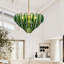 Suspension Château de 79 cm (31 pouces) en laiton satiné et verre vert