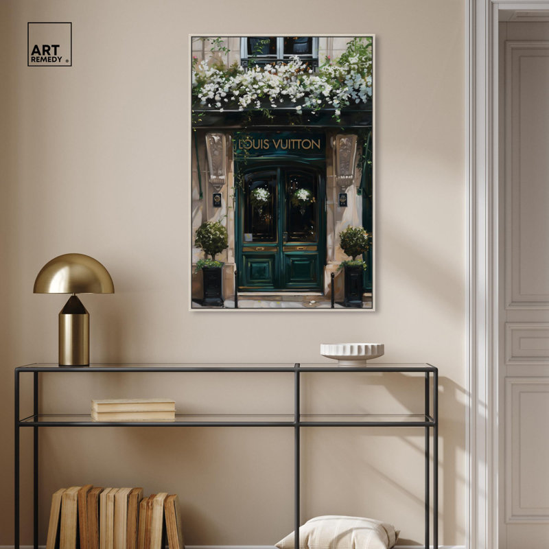 «Spring Emerald Store Canvas Fashion and Glam» par Spring , Cadre flottant argent, H 37 po x l 25 po