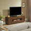 Meuble télé de style Mid-Century avec rangement ouvert et armoires latérales et tiroirs pour téléviseurs de 65 po ou moins