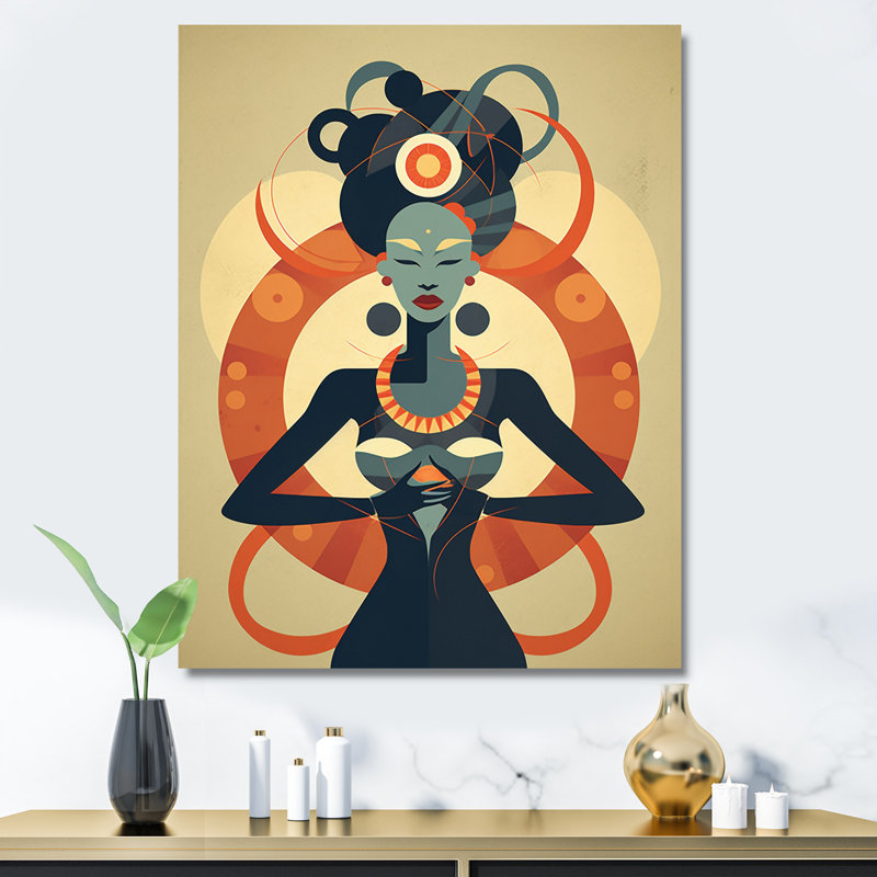 Illustration de la déesse tribale africaine, 44" H x 34" W, Toile tendue