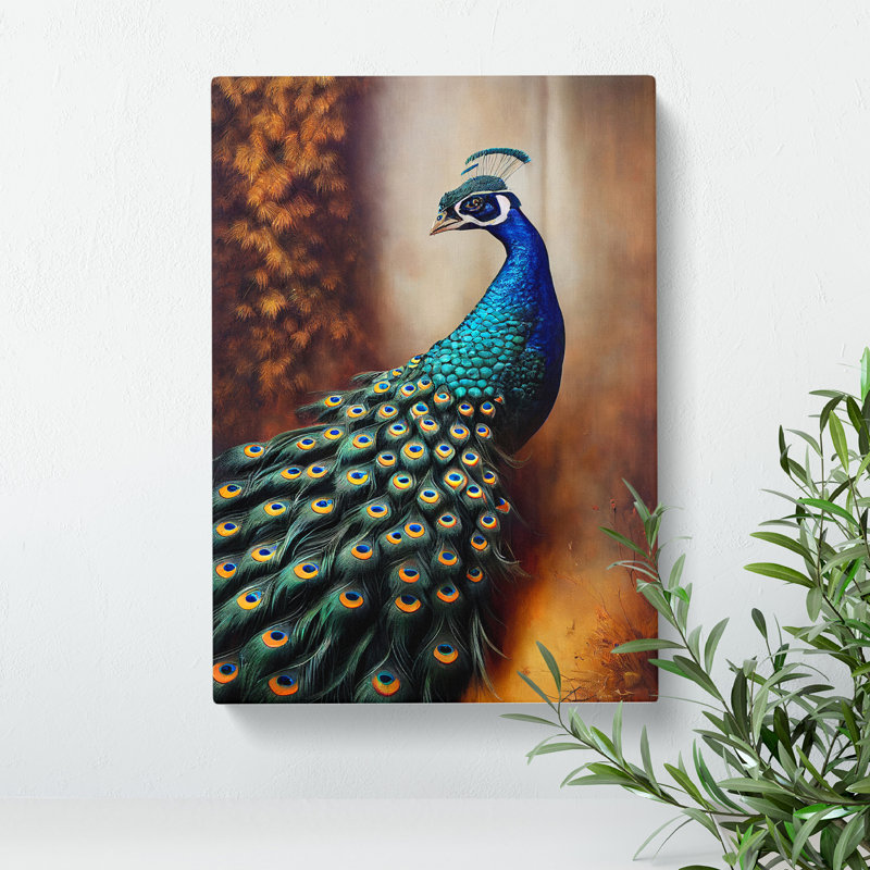 Peacock View No.1 - Wall Art, Wrapped Canvas, 60cm H x 40cm W, No Matte