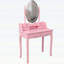 Ensemble de coiffeuse Pink Princess avec miroir, modes d'éclairage et tabouret rembourré, table de maquillage en bois à 4 tiroirs pour chambre de fille