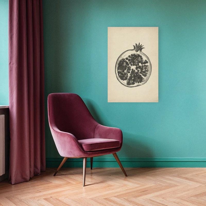 «Cut Pomegranate Organic Vintage Contemporary Fruit Nature», reproduction d'art, H 36 po x l 24 po