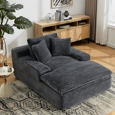 No-assembly Convertible Faux Fur Floor Chaise Lounge by Ebern Designs