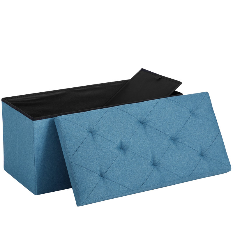Repose-pieds pliant avec rangement, Mélange de polyester bleu