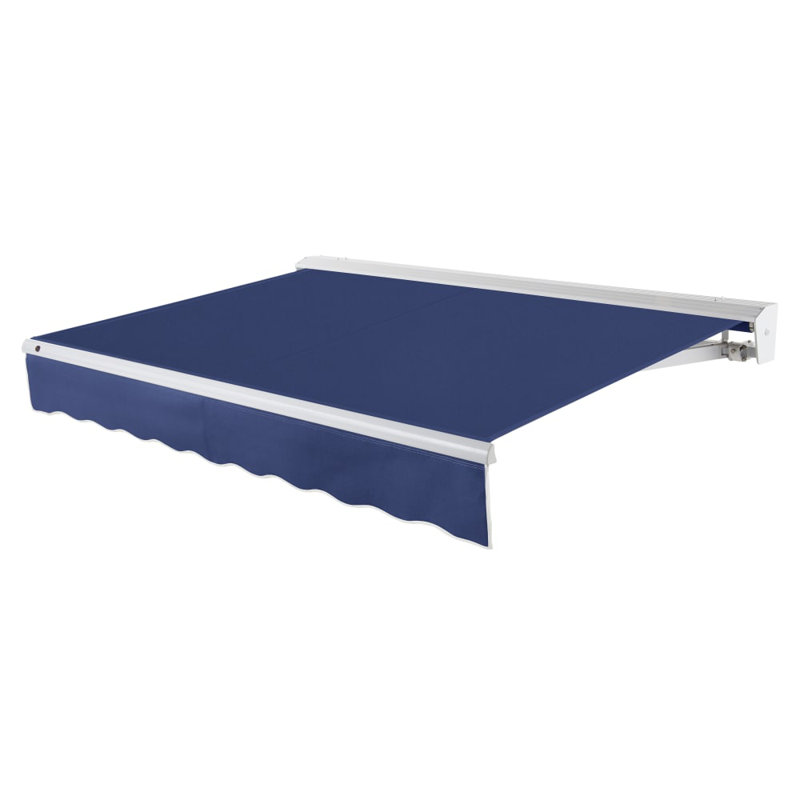 Awntech Destin Patio Retractable Awning with Hood, Blue/Navy, 10.375" H x 120" W x 96" D