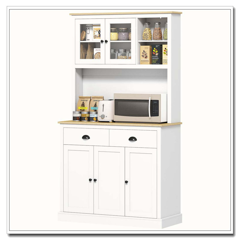 Armoire de cuisine autoportante de 71 po de hauteur, Blanc