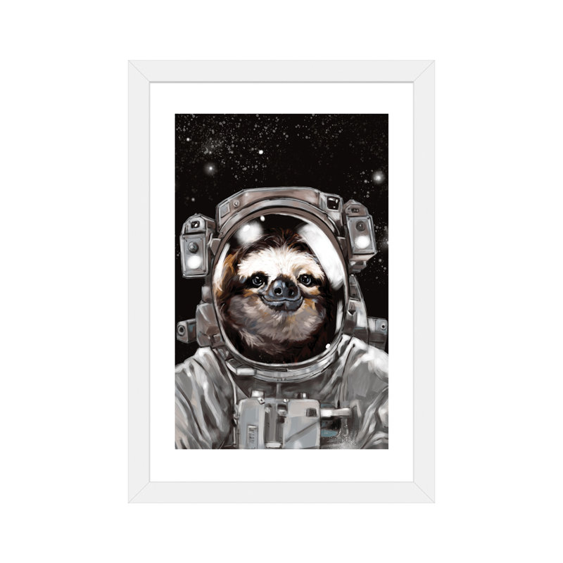 « astronaute sloth selfie », art, H 24 po x l 16 po x P 1 po, Papier avec cadre blanc