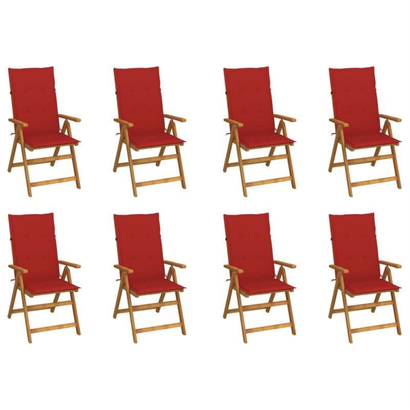 Patio Chair with Cushions Solid Wood Acacia, Red