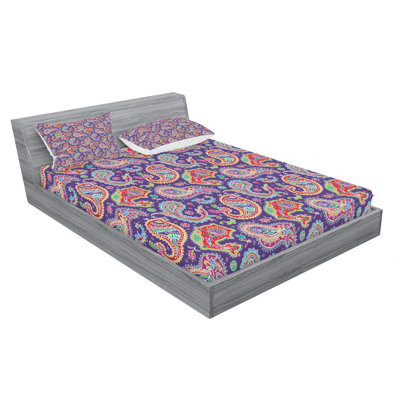Sixties and Seventies Hippie Themed Motives Paisley Sheet Set