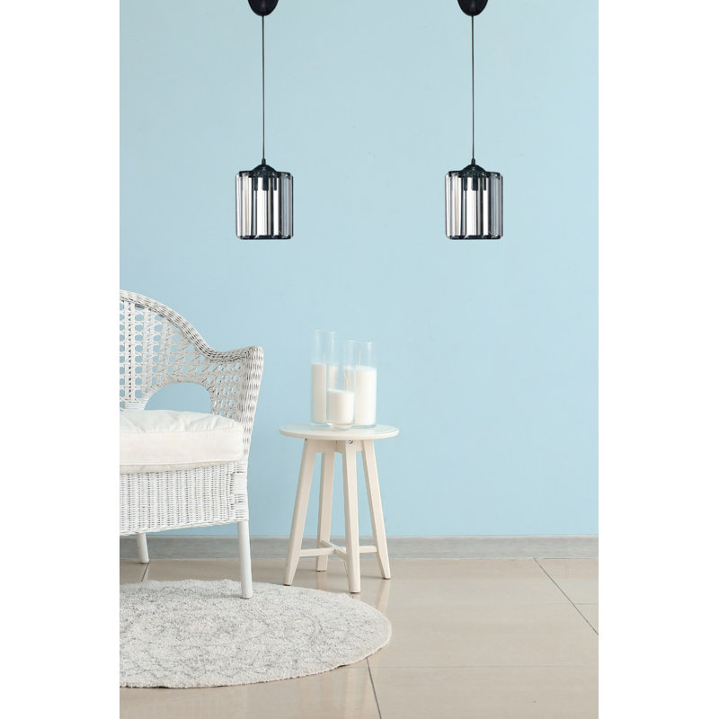 Elegant Black Chandelier Light Fixture, Metal Body with Plexy Glass Cap, 22.8 x 5.5 inches | 2 x E27 Max 40W Socket | Modern Design for Dining Room & Entryway | Stylish & Functional Lighting, IP20 Rated