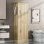 Grande armoire de rangement pour salle de bain avec tablettes réglables et crochet latéral, tour à linge autoportante avec portes doubles, rangement en panneau de fibres à densité moyenne pour salle de bain-26729135