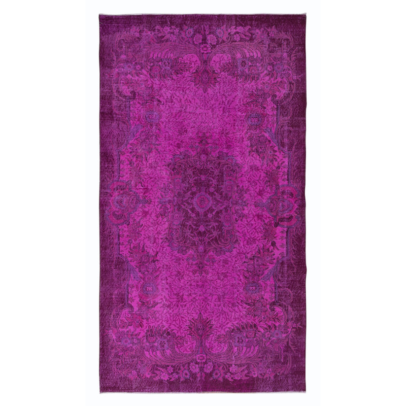Magnifique tapis rose fait à la main 5,4 x 9,7 pi, tapis de salon moderne, tapis pour chambre d'enfant
