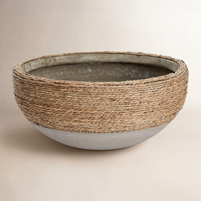 Bol décoratif en béton fait à la main Jerom, H 6,5 po x l 14 po x P 14 po