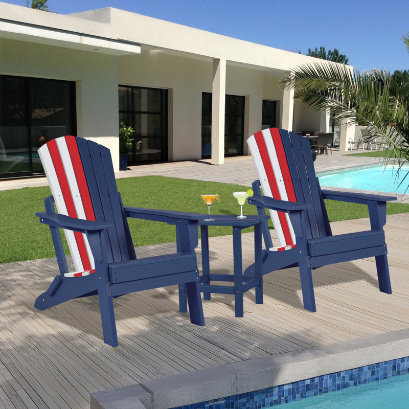 Outdoor Adirondack Chair, Red/White/Blue