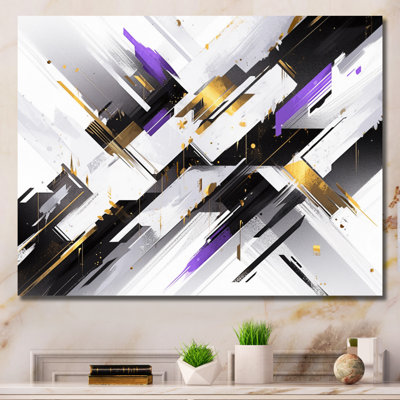 Mauve, noir, rayures audacieuses - art sur toile cubisme