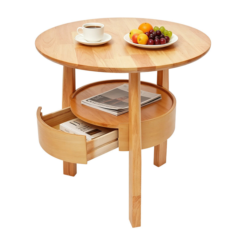 Table basse ronde avec tiroir Table d'appoint avec tiroir Petite table basse de salon