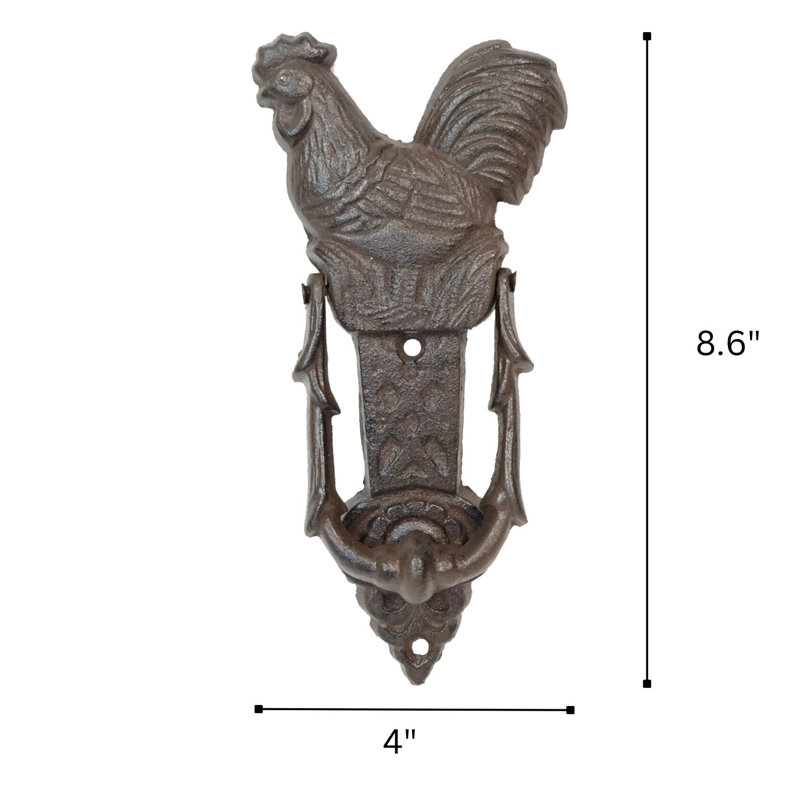 Rustic Bronze Cast Iron Rooster Door Knocker