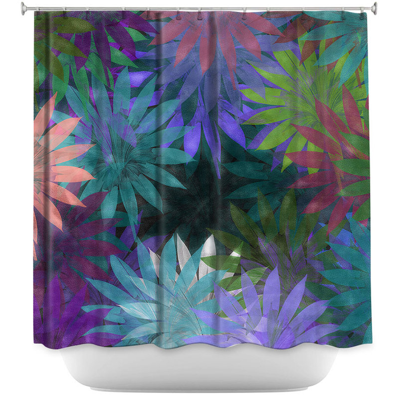 Rideau de douche simple Floral, Rose / Noir