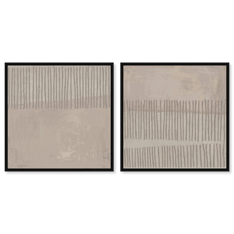 Minimal Fence Set Canvas Abstract Print by Oliver Gal, Black Frame, 12 x 12, 13"H x 13"W, Black Floater Frame