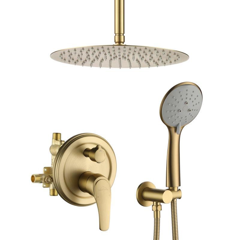 Système de douche complet avec valve brute, Or brossé