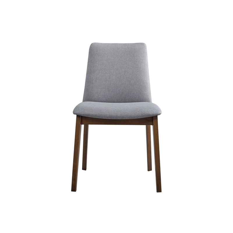 Ensemble de 2 chaises d'appoint en tissu gris clair et finition noyer