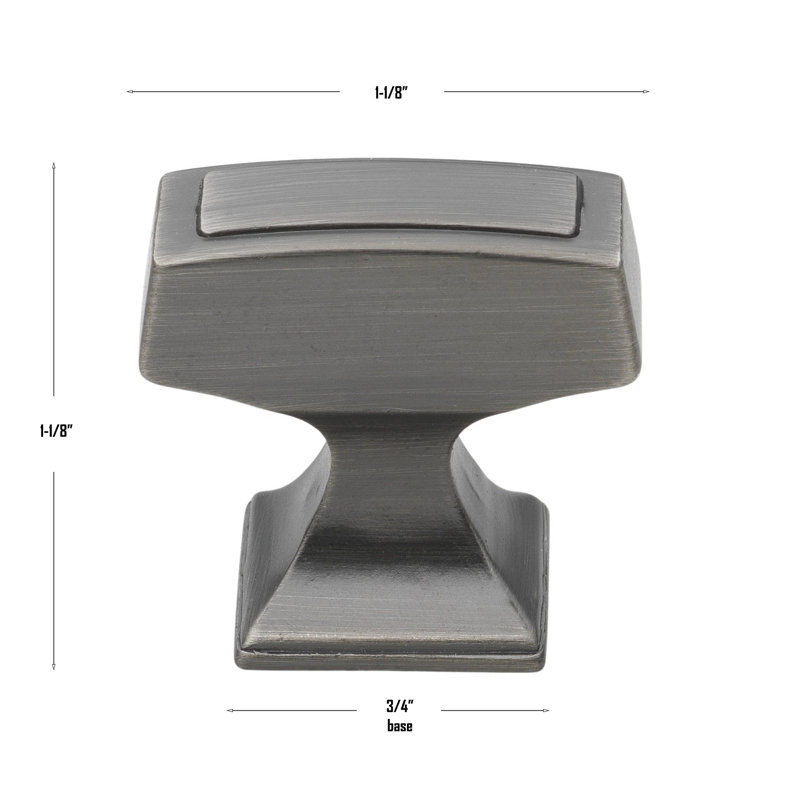 1 1/8" Length Rectangular Knob, Brushed Pewter