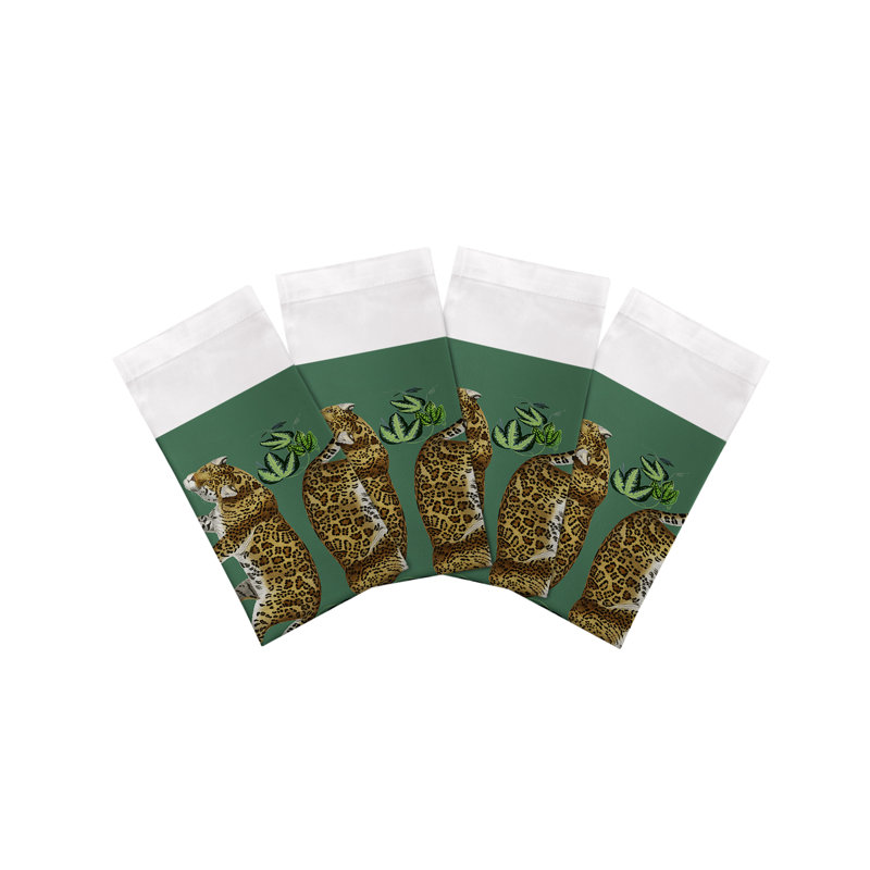 Leopard Seeing Double Cotton Sateen Dinner Napkins, Evergreen