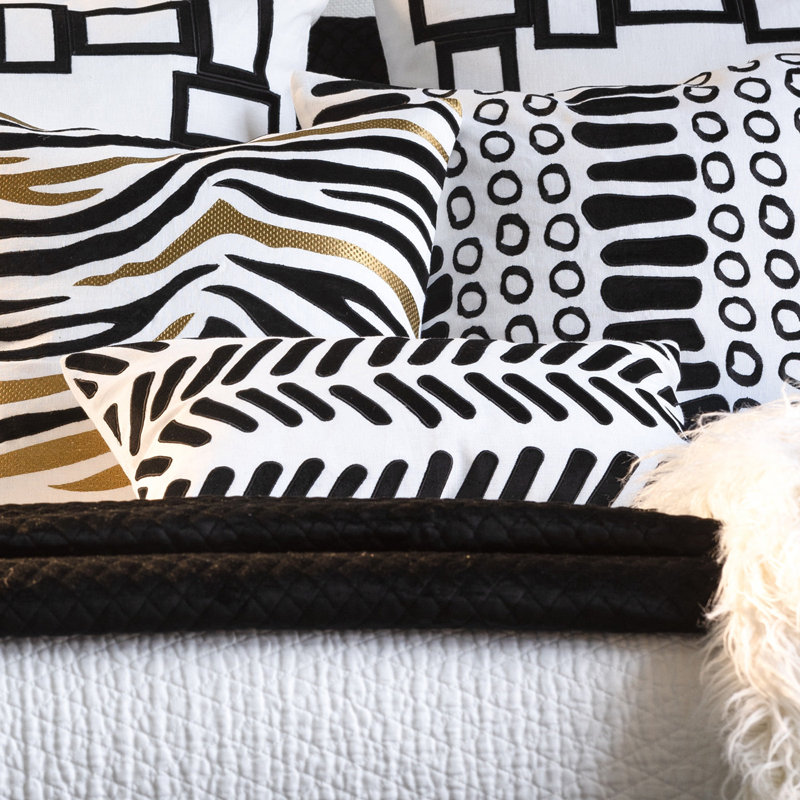 Peru Linen Lumbar Pillow Cover & Insert, White/Black