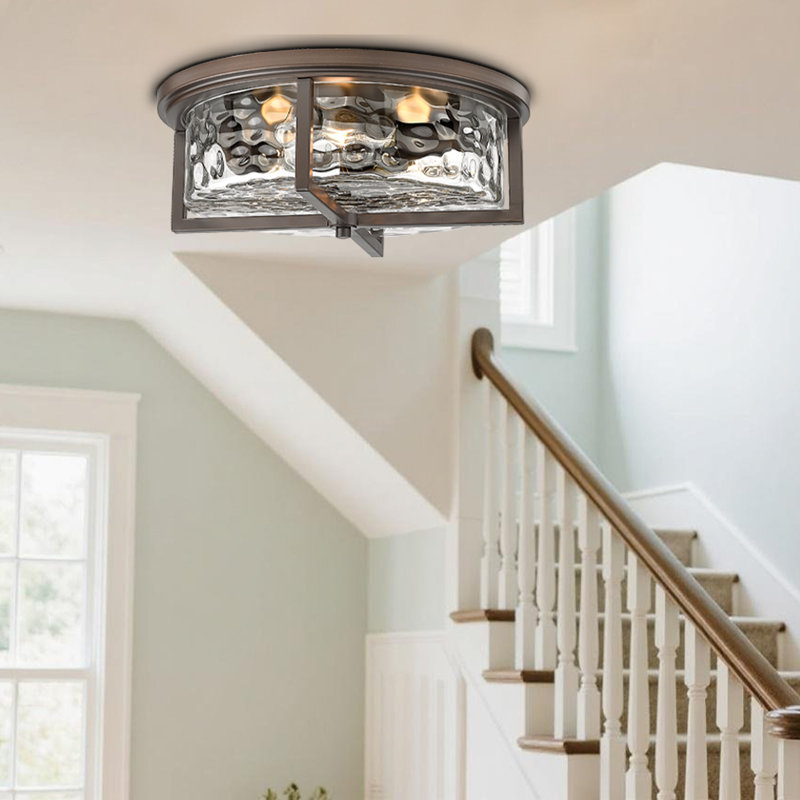 Large 16" D Industrial Flush Mount Ceiling Light, Large 3-Light Farmhouse Close To Ceiling Lights For Hallway, Kitchen, Bathroom, Dining Room (Oil Rubbed Bronze)